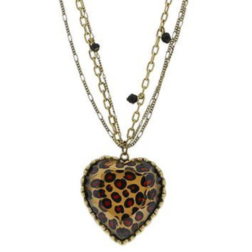 Betsey Johnson leopard heart necklace